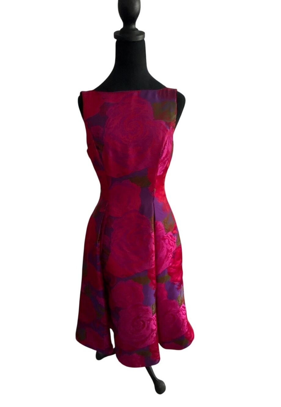 Adrianna Papell Rose Floral Fit Flare Tea Length Dress